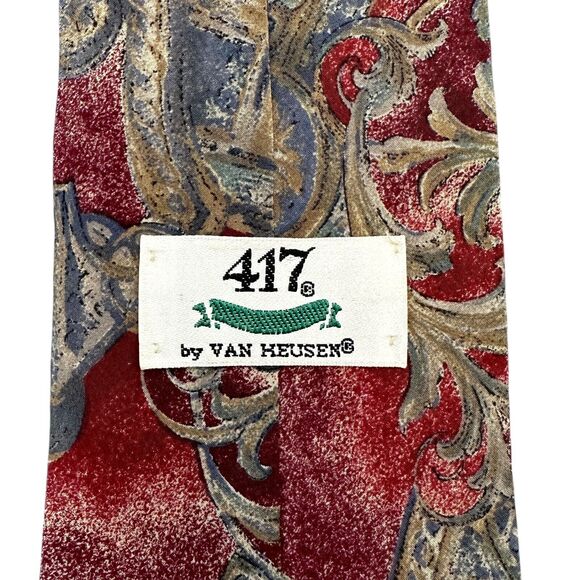 Van Heusen Vintage 100% Silk Dress Tie Paisley Floral Pattern 57" 3.75" - Picture 6 of 11